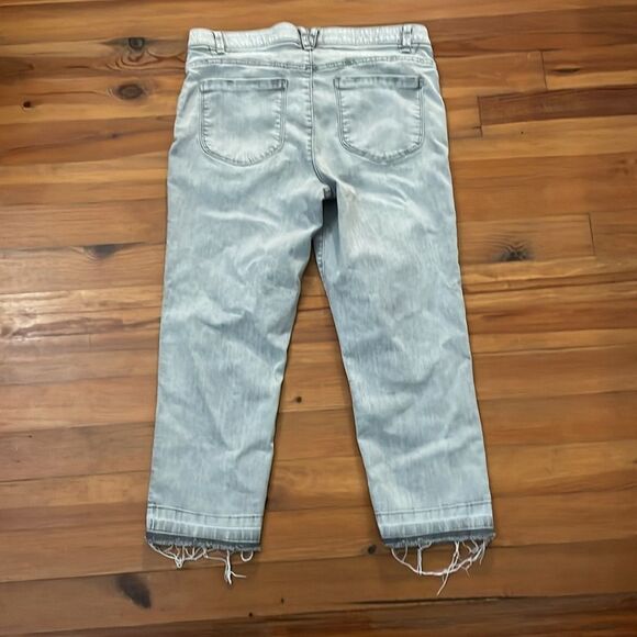 Democracy Ab Solution Gray Cropped Denim Jeans with Frayed Hem Womens Size 16 - Picture 4 of 13